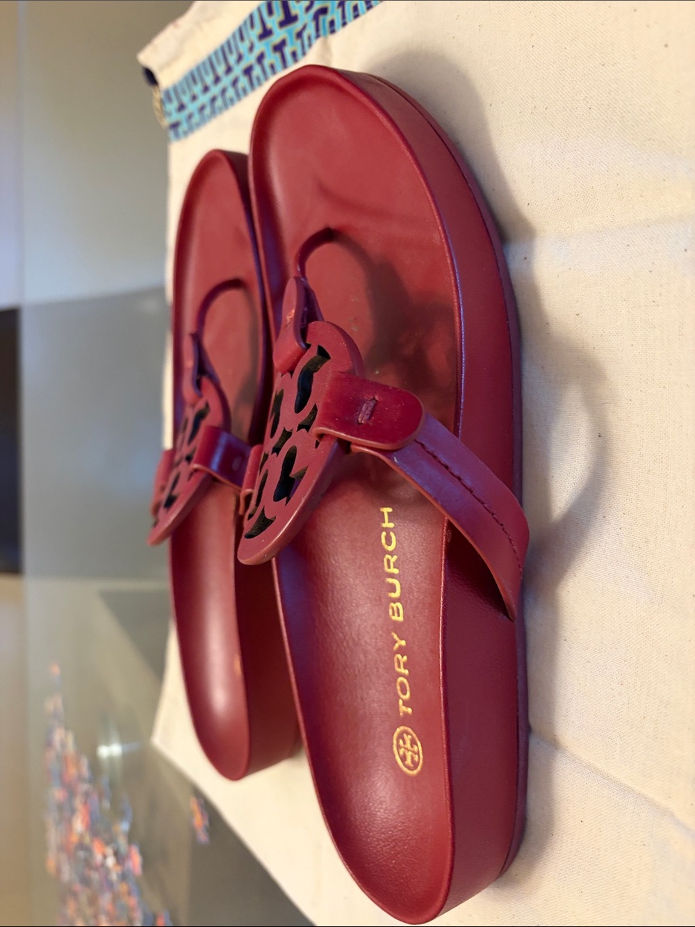 Tory Burch Miller Cloud Leather Logo Sandals - Picture 6 of 6